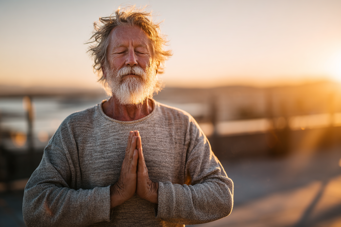 Practică de yoga în natură pentru vârstnici
